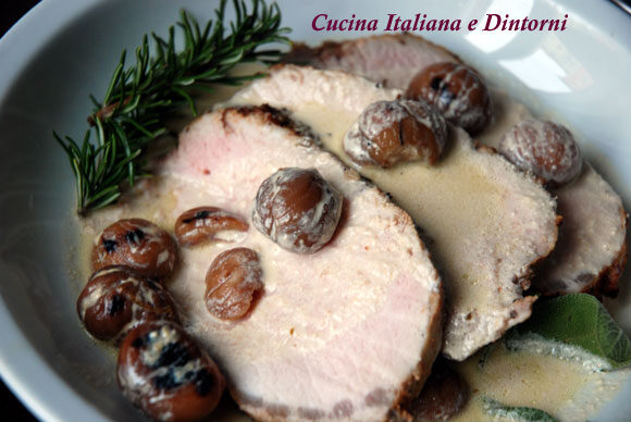 Arrosto di maiale con castagne e aromi