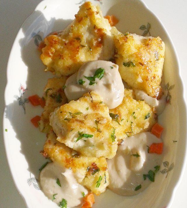 Bocconcini di pollo con purè di castagne