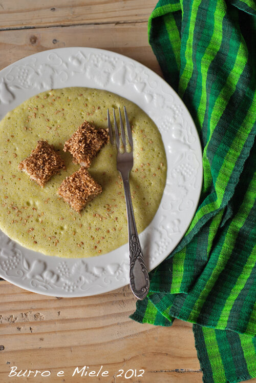 Bocconcini di spada al sesamo su zabaglione di asparagi alla vaniglia