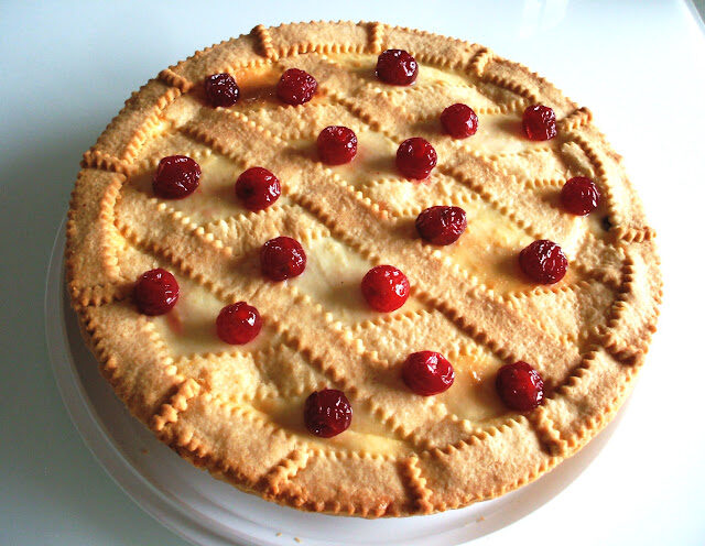 Crostata alla ricotta e ciliegie sciroppate (da me)