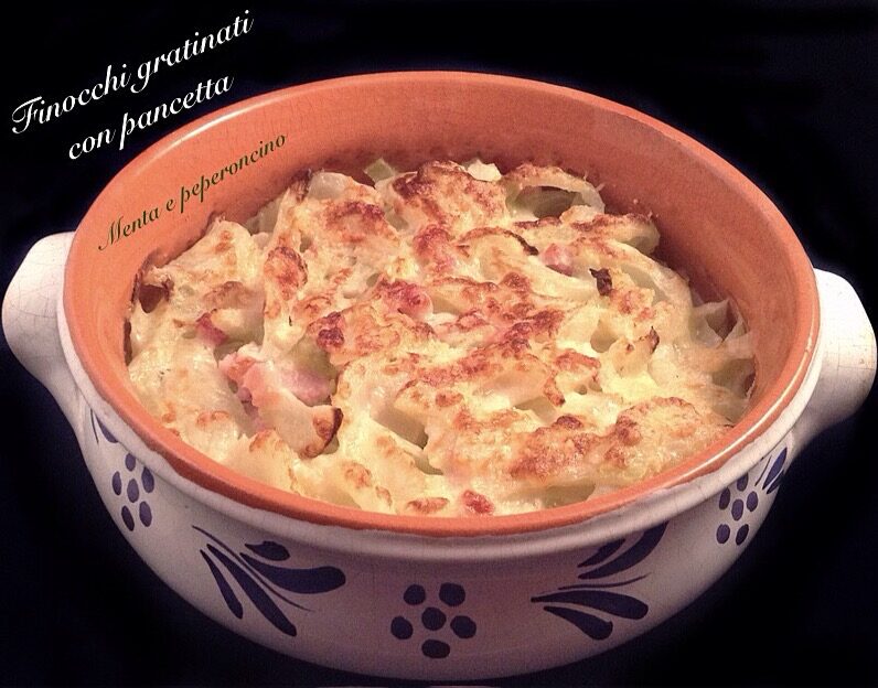 Finocchi gratinati con pancetta