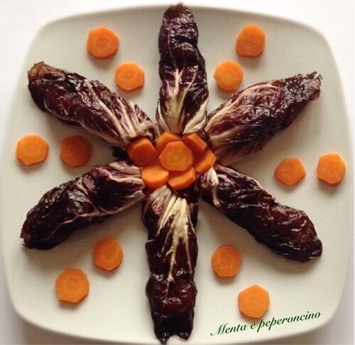 Involtini di radicchio ripieni di gamberi