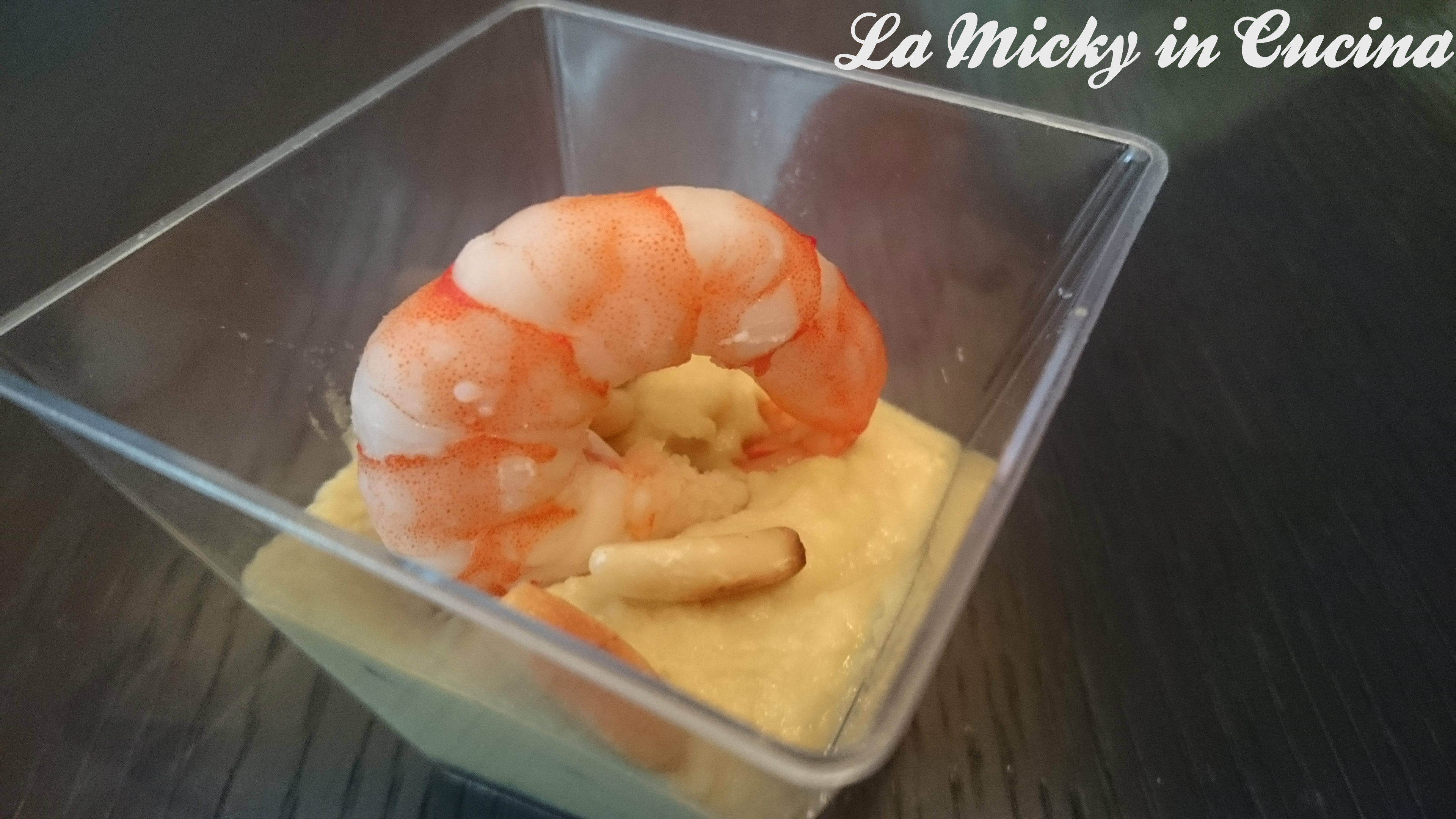 Mazzancolle su crema di ceci