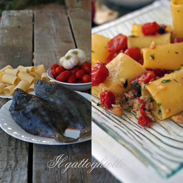 Paccheri con passera di mare e pomodorini datterini