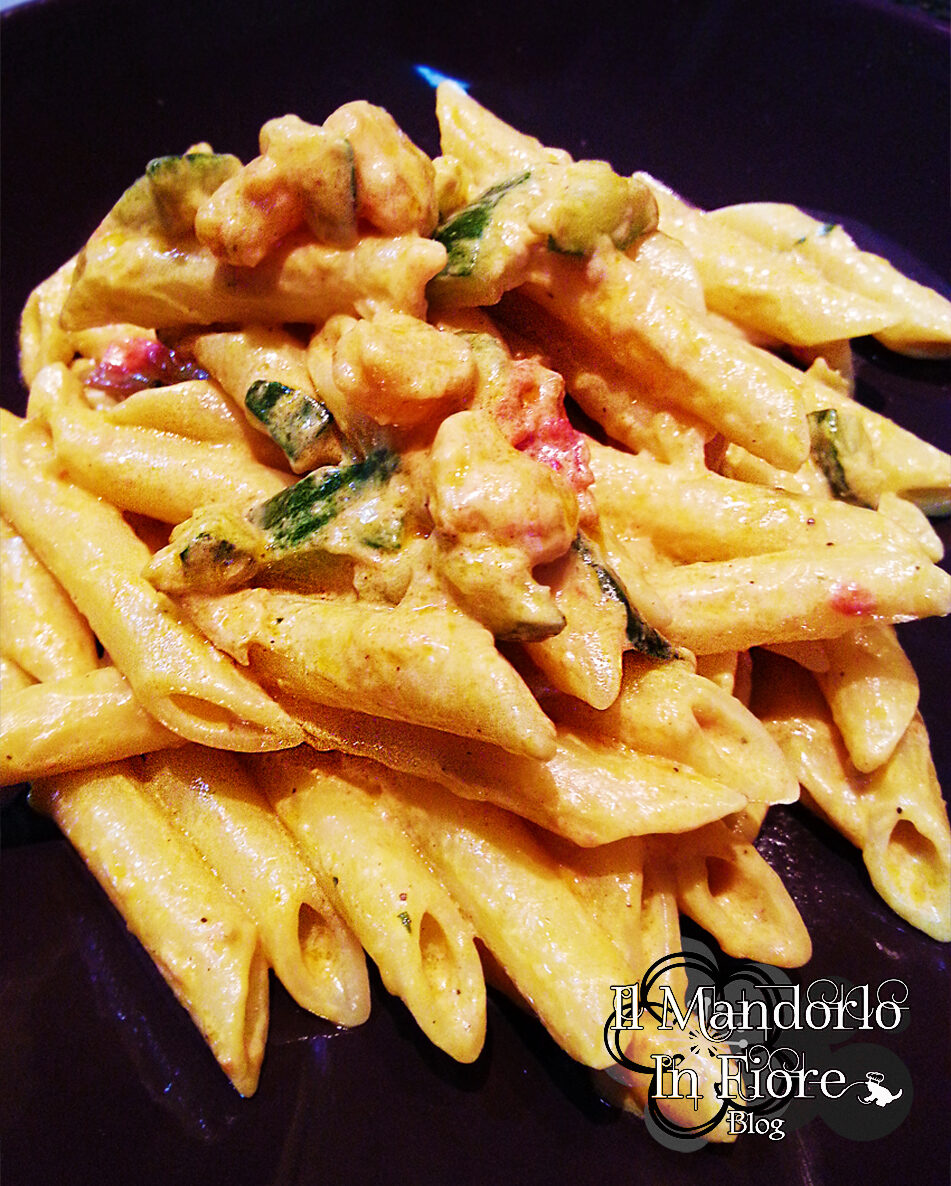 Penne con gamberi e curry