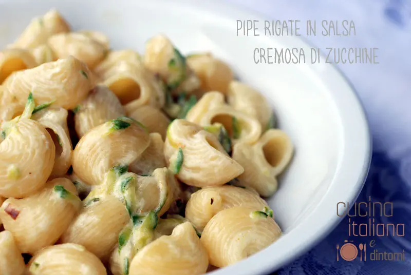 Pipe rigate con salsa cremosa di zucchine, SENZA panna