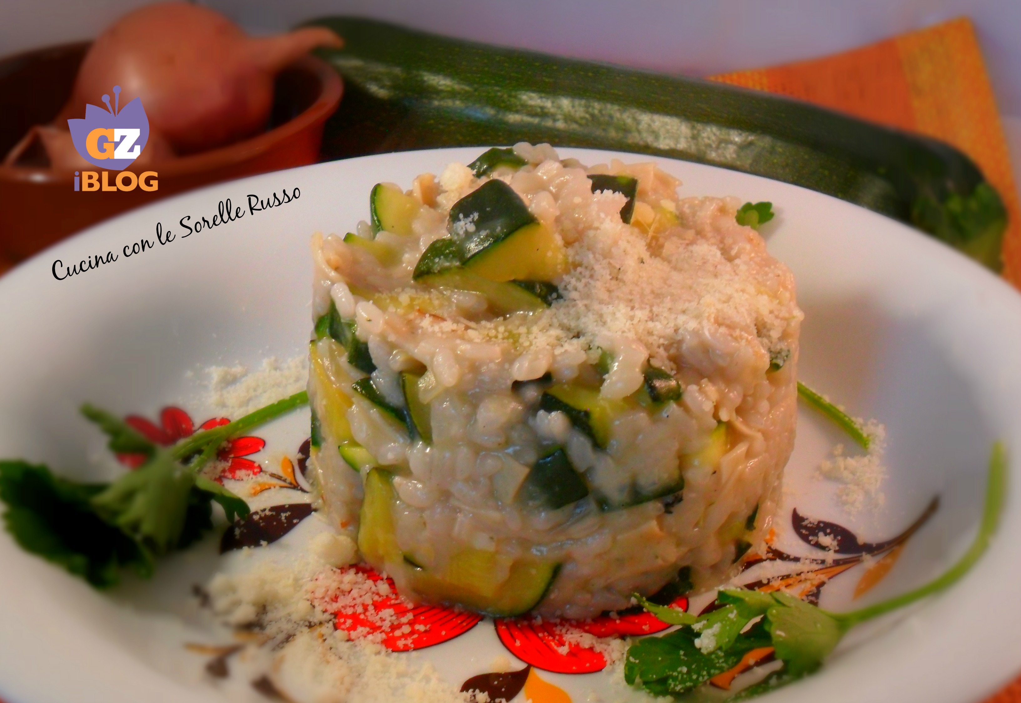 Risotto di zucchine e fette di pollo