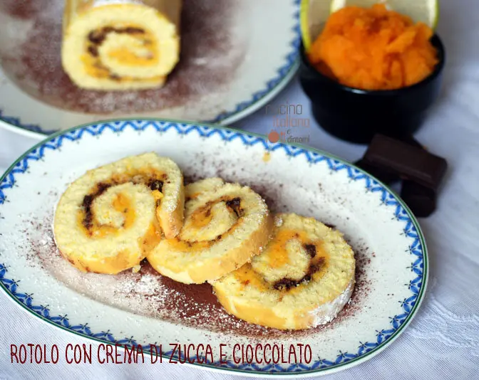 Rotolo con crema di zucca e cioccolato