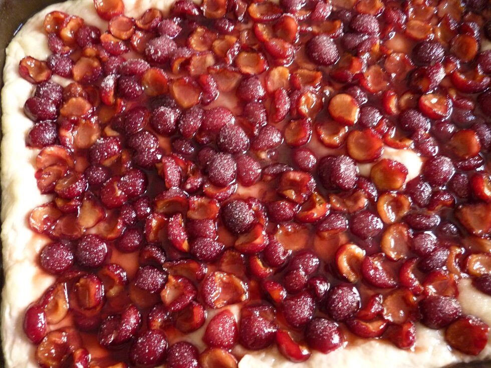 SCHIACCIATA ALLE CILIEGIE (senza uova e senza grassi)