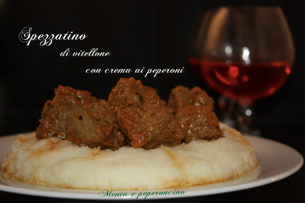 Spezzatino di vitellone con crema ai peperoni