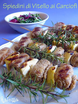 Spiedini di vitello ai carciofi