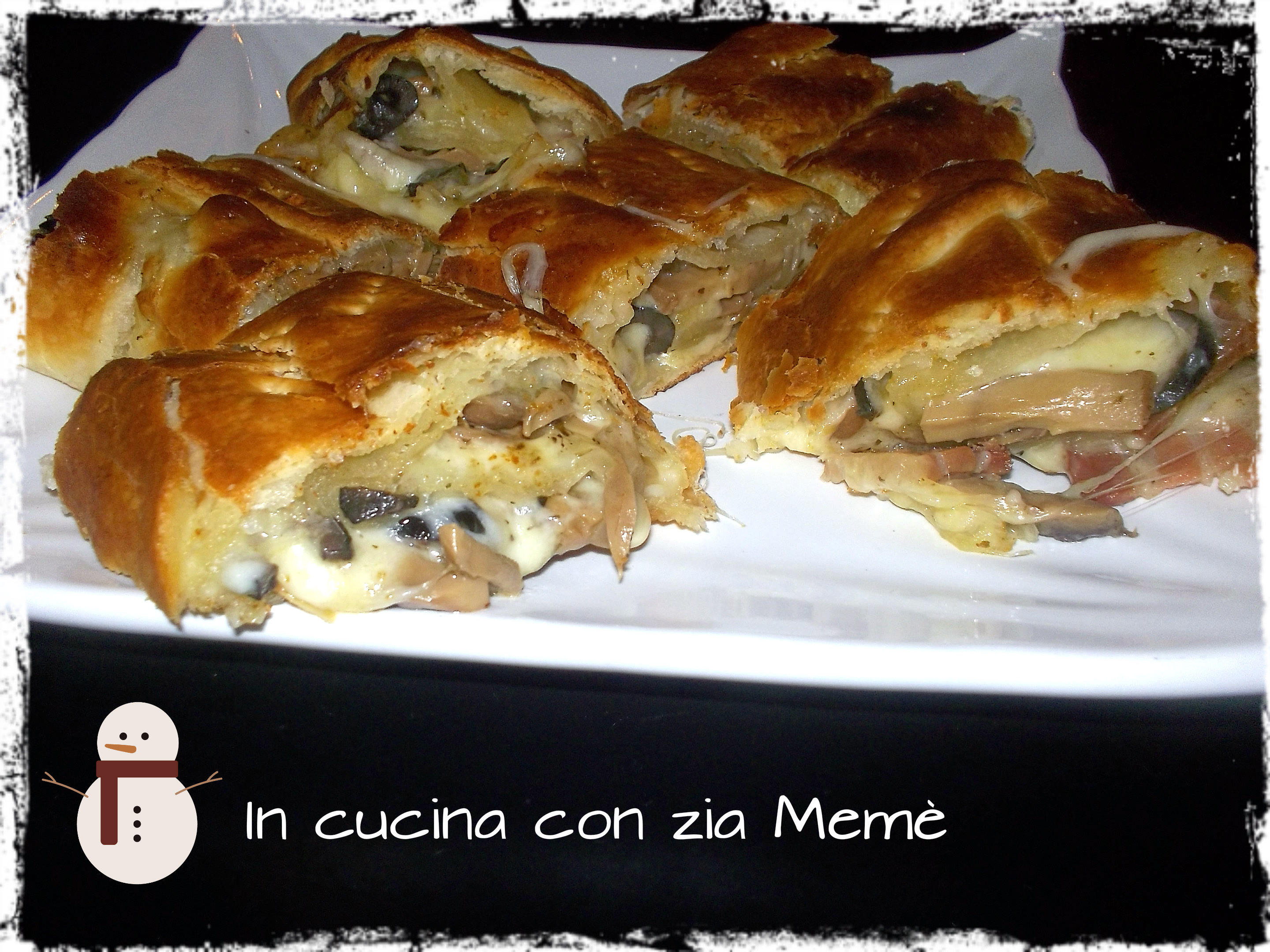 Strudel con funghi e pancetta