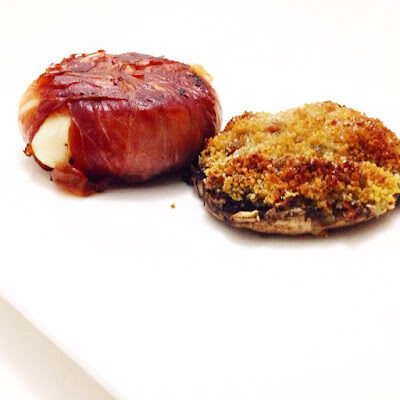 Tomino tartufato e speck con fungo al gratin