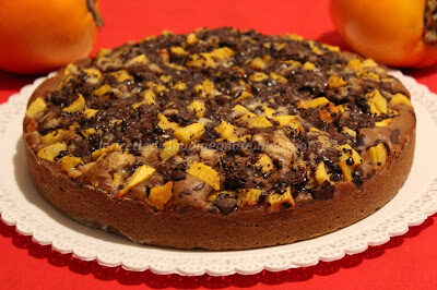 Torta cachi e cioccolato al olio e sciroppo d’acero