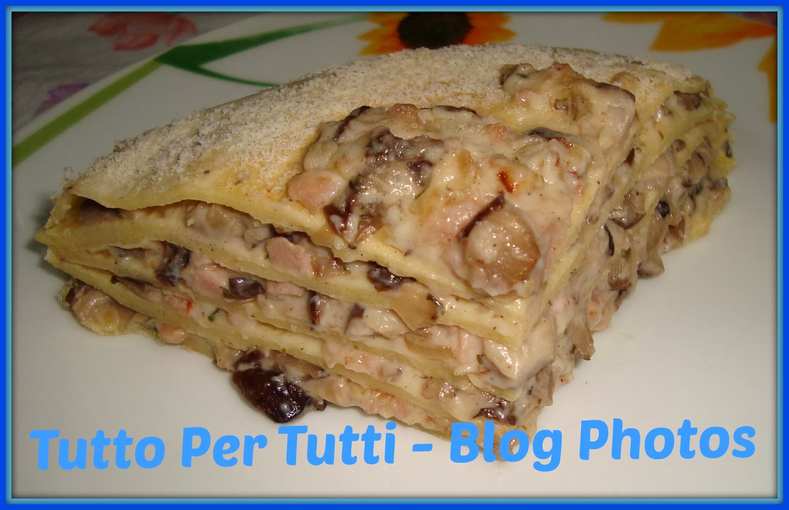 TORTA DI CREPES AI FUNGHI E PROSCIUTTO