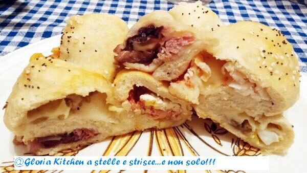 Treccia di Pizza Capricciosa di Gloria KitchenUSA