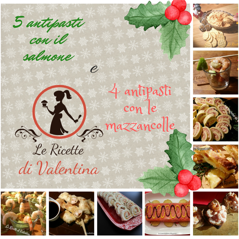 5 antipasti con il salmone e 4 antipasti con le mazzancolle per il pranzo di Natale o la cena della Vigilia