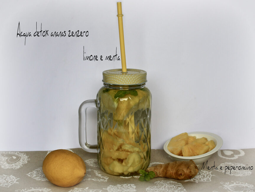 Acqua detox ananas zenzero limone e menta