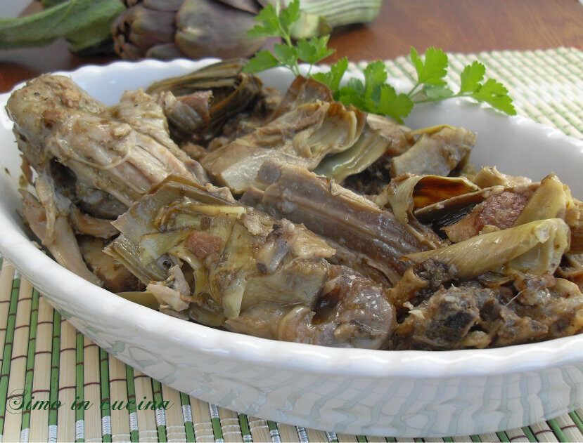 Agnello alla birra con carciofi