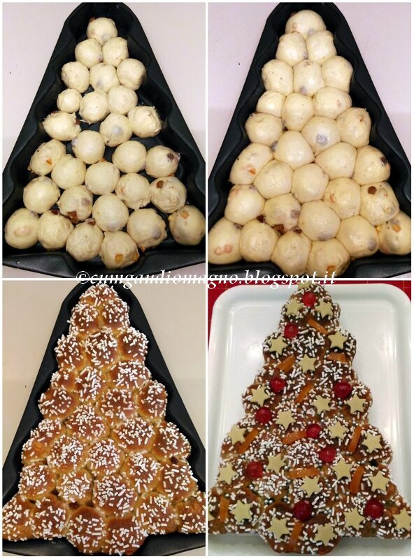 Albero di natale di brioche al panettone con licoli