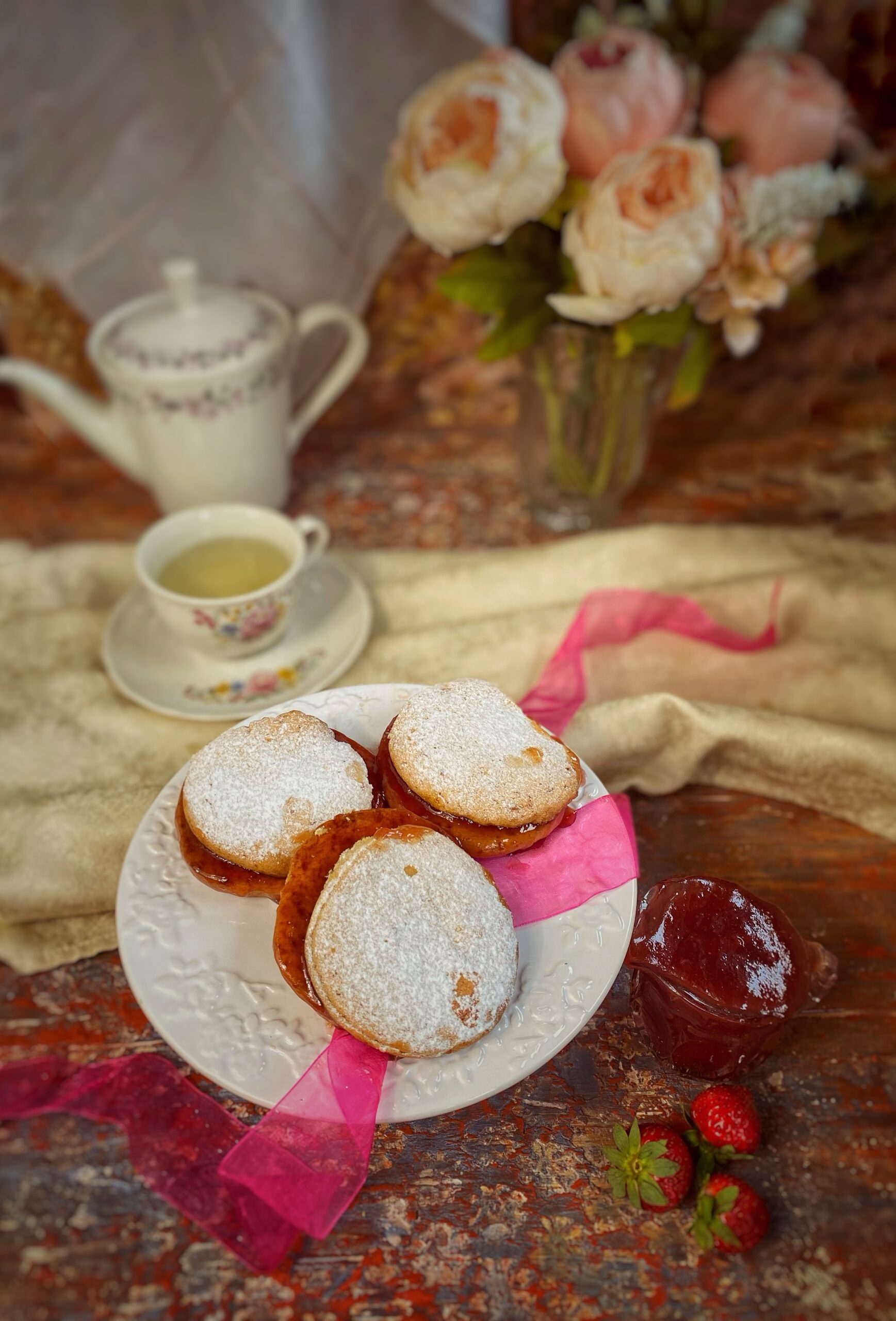 Alfajores peruanos con manjar de fresa (perù)