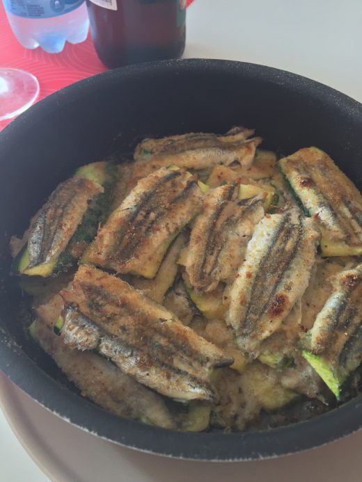 Alici fresche con zucchine gratinate
