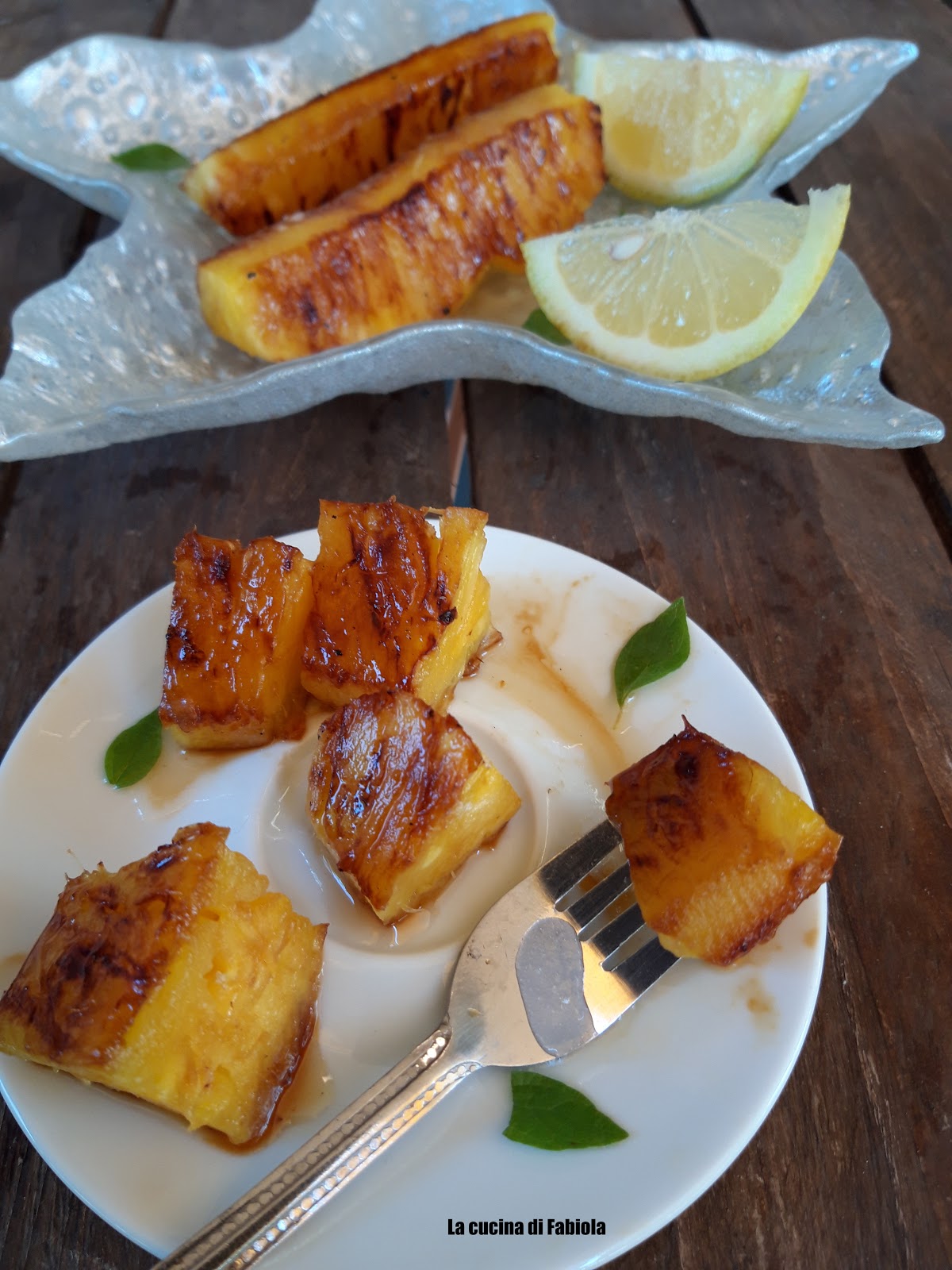Ananas grigliato con glassa al limone