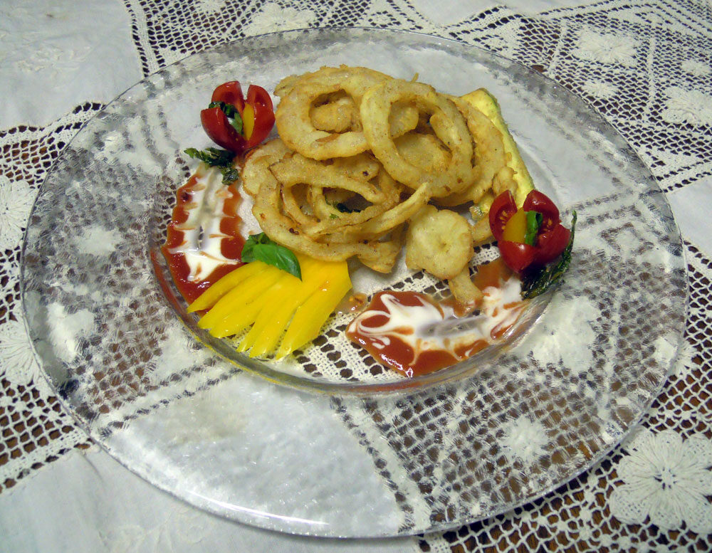 Anelli di cipolla in tempura