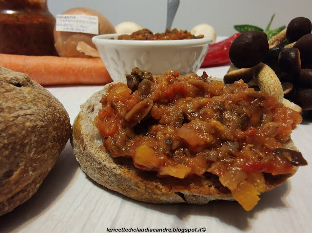 Antipasto con melanzane o funghi al mio gusto (zacusca cu vinete sau bureti dupà gustul meu)