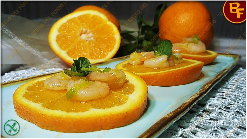 Antipasto di arance e gamberetti