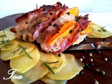 Arista al forno con arancia e bacon