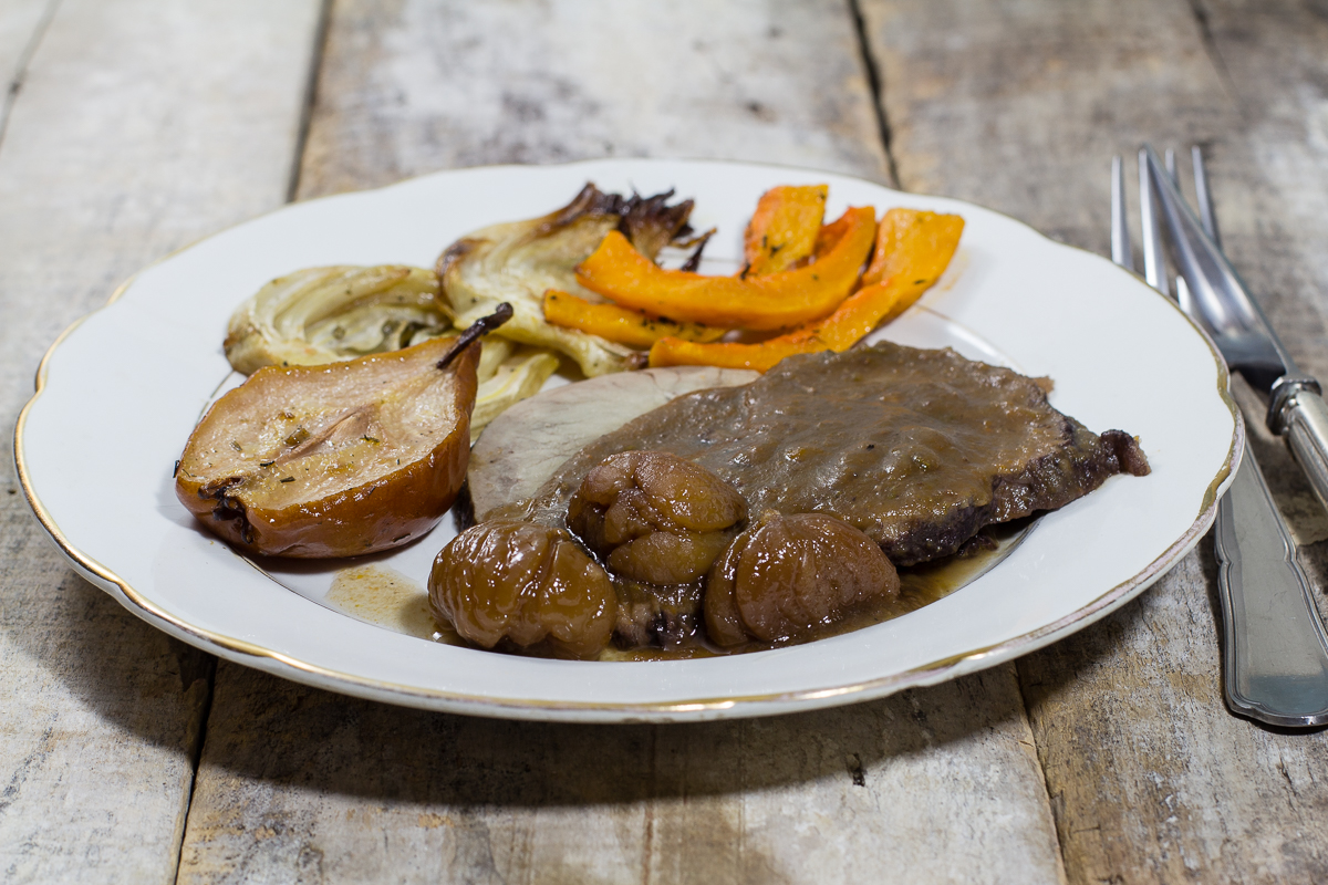 Arrosto con le castagne caramellate