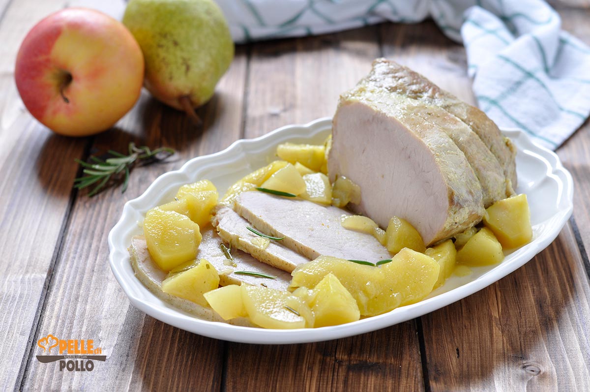 Arrosto di maiale con mele e pere