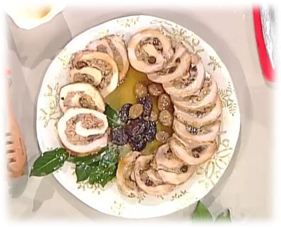 Arrosto di maiale ripieno di frutta e spezie da la prova del cuoco