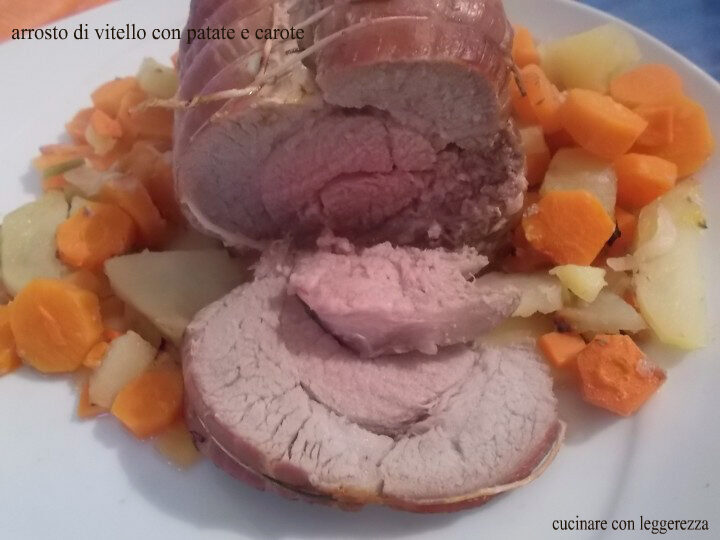 Arrosto di vitello con patate e carote