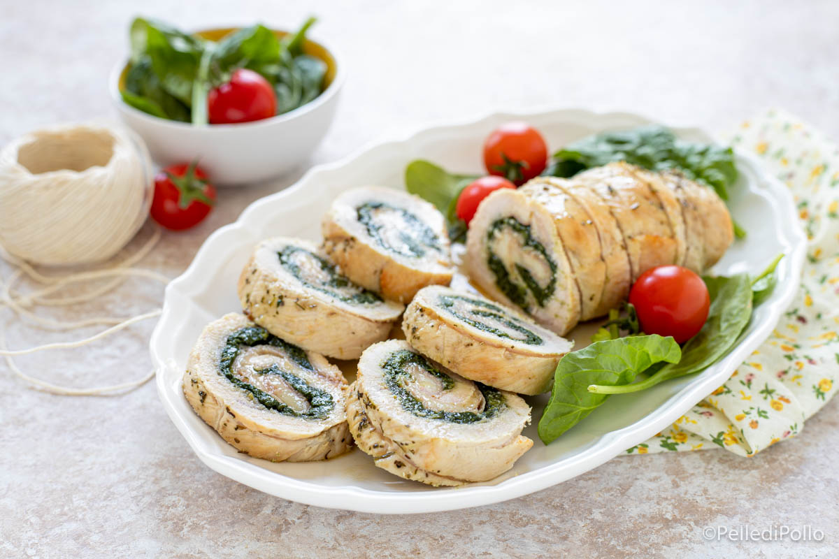 Arrotolato di tacchino con spinaci e prosciutto
