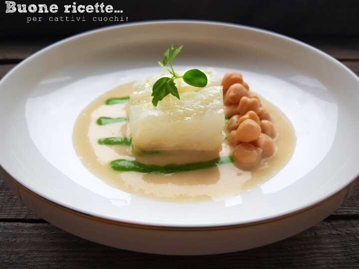 Baccalà al vapore con ceci