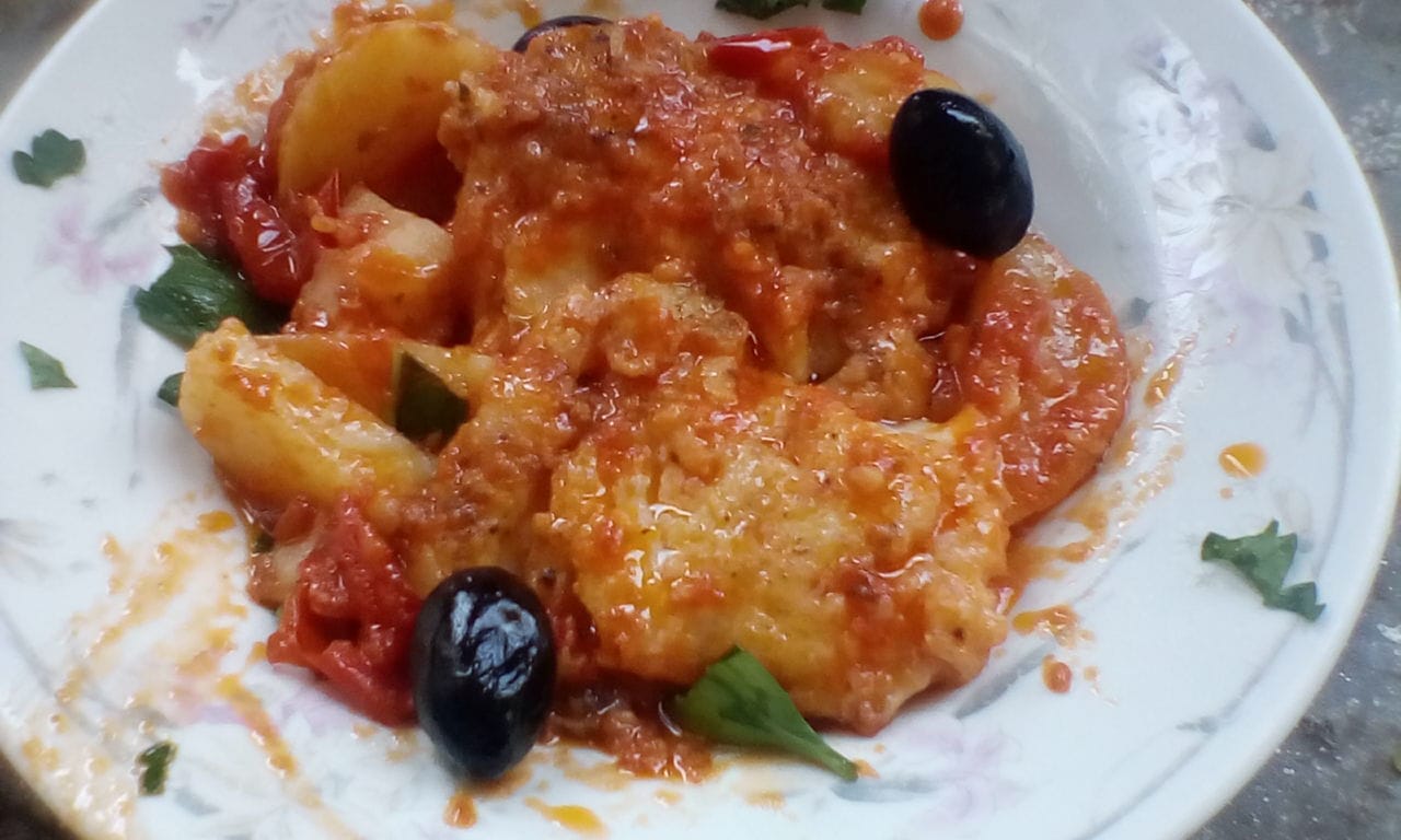 Baccalà con patate e olive