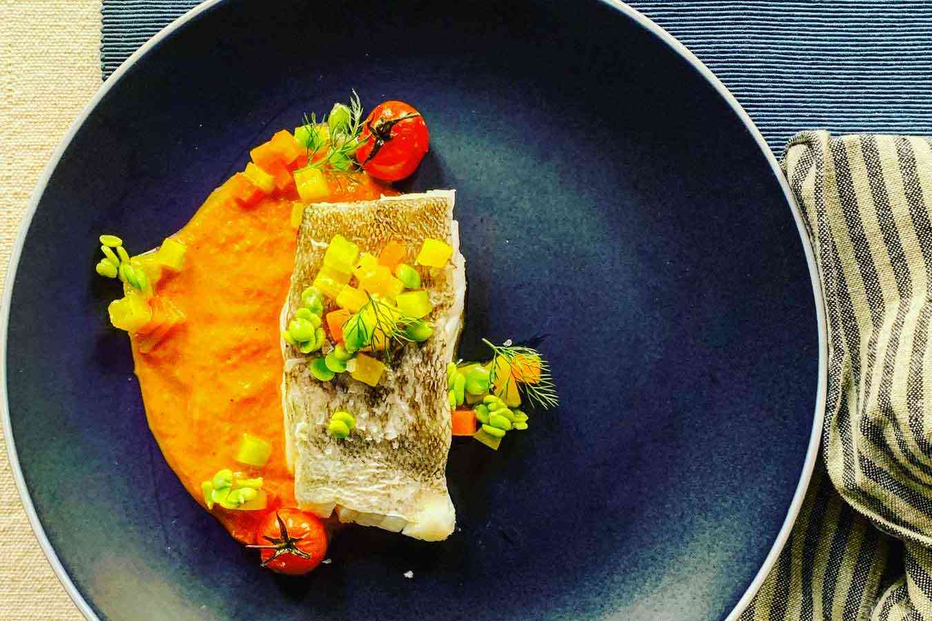 Baccalà e crema di peperoni