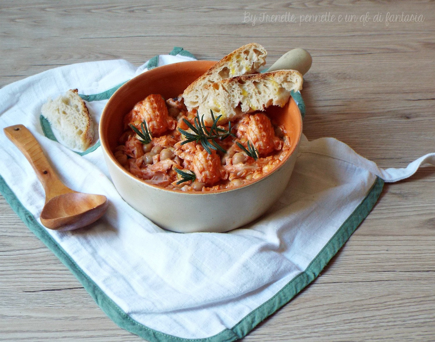 Baccalà e salmone in umido con ceci