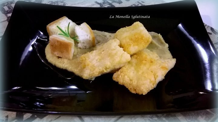 Baccala fritto su crema di ceci