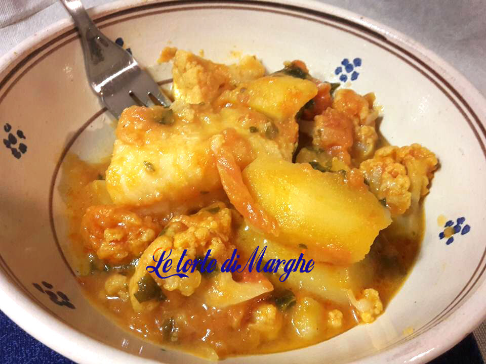 Baccalà in umido con patate e cavolfiore