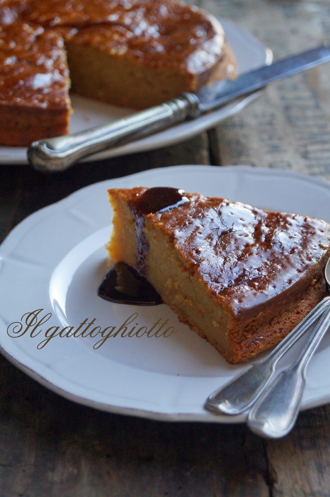 Banana cake with brown sugar syrup