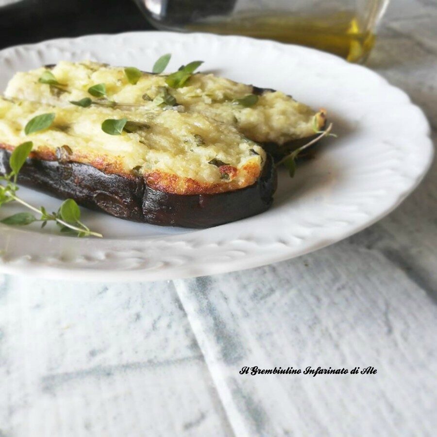 Barchette di melanzane con mousse di patate e ricotta