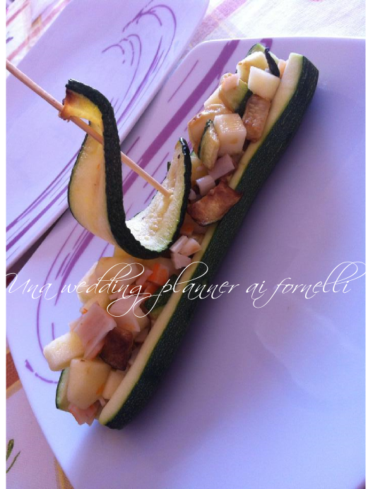 Barchette di zucchine con polpa di granchio e mela verde