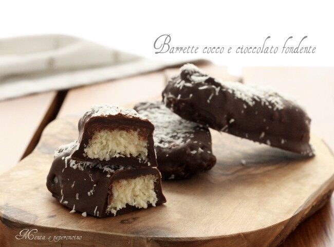 Barrette cocco e cioccolato fondente