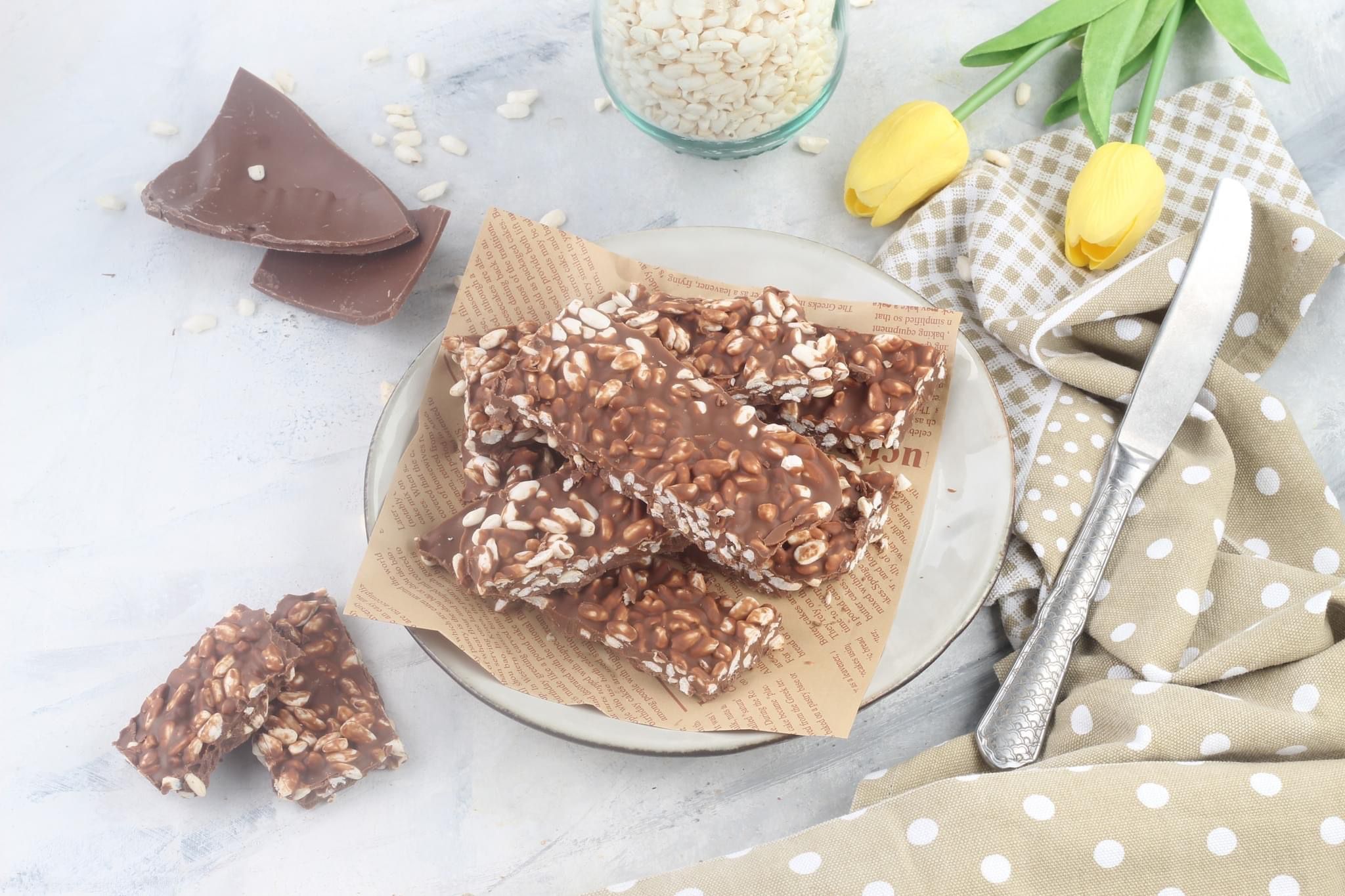 Barrette di riso soffiato e cioccolato