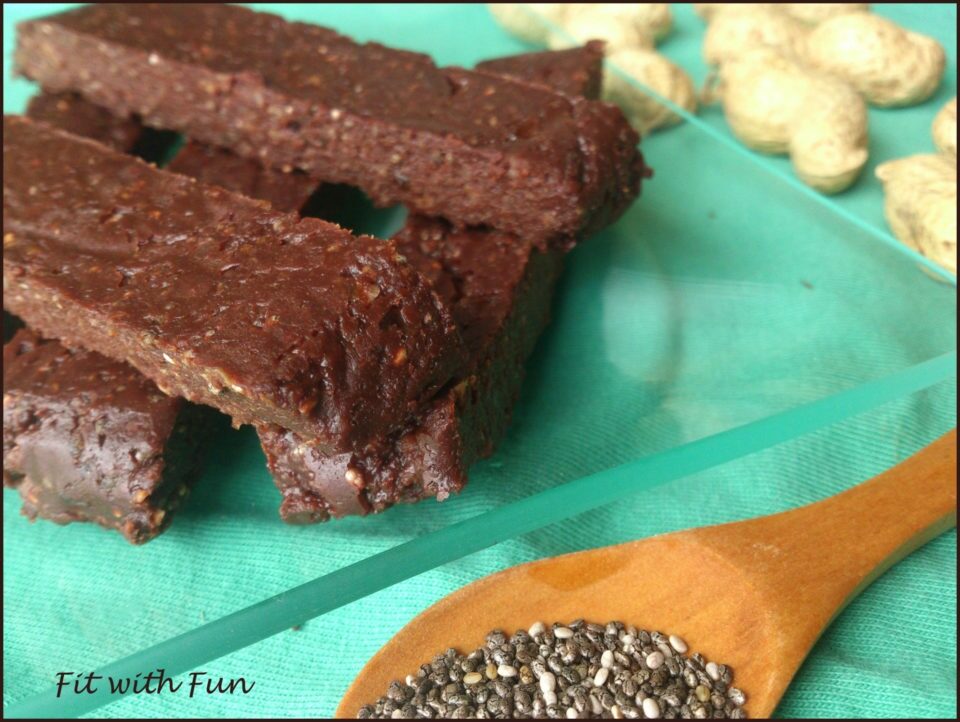 Barrette energetiche semi di chia, cioccolato, burro d’arachidi
