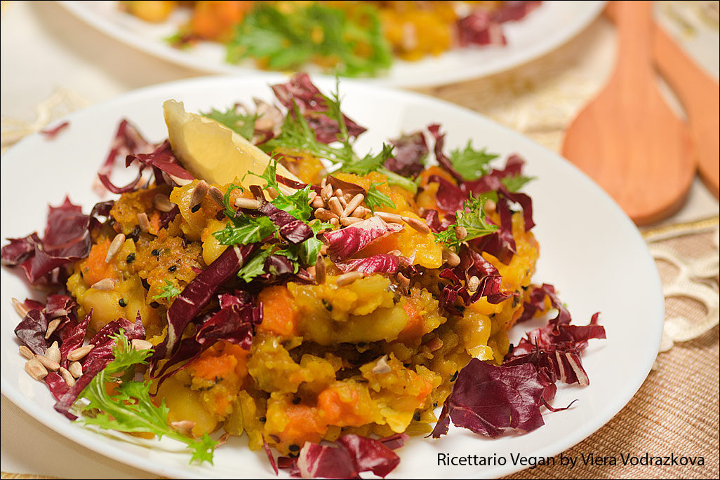 Batata e cannellini con fiocchi di riso senza glutine