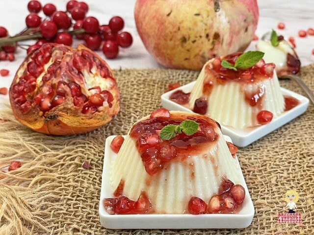 Bianco mangiare con coulis di melograno